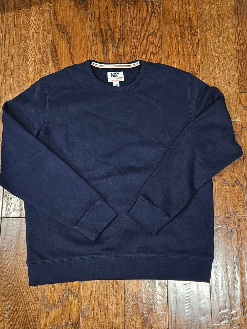Lands' End Men's Long Sleeve Serious Sweats Crew Sweatshirt, Navy - Size Large